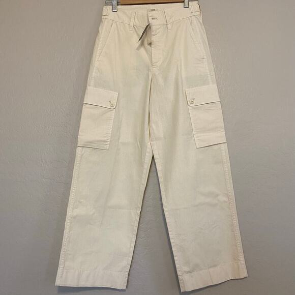 J Crew Cotton Cargo Pants Ripstop Cotton Womens Size 24 High Rise Wide Leg - Picture 1 of 4